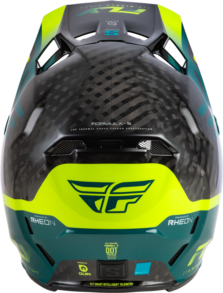 Fly Racing Formula S Carbon Byte Helmet - Black Carbon/Teal/Lime