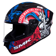 Load image into Gallery viewer, SMK Stellar Samurai Motorcycle Full Face Helmet (MA253) - Black/Blue/Red