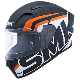 SMK Stellar Stage Motorcycle Helmet (MA217) - Matt Black White/Orange