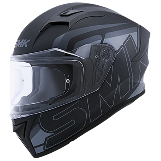 SMK Stellar Stage Motorcycle Helmet (MA262) - Matt Black/Grey Black