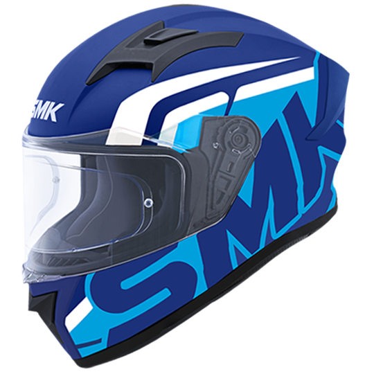 SMK Stellar Stage Motorcycle Helmet (MA551) - Matt Blue/Blue White