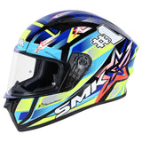 SMK Stellar Sport #UNO (GL254) Full Face Helmet - Black/Blue/Yellow