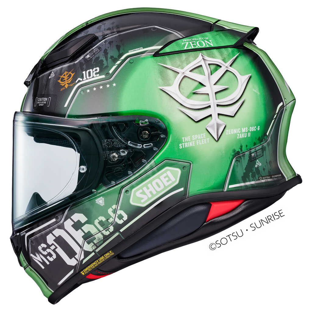Shoei NXR2 MS-06C-6 ZAKUII Full Face Helmet - Green/Black