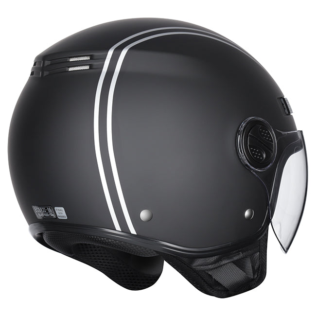 M2R Nimbus PC-5F Lightweight ABS Helmet - Stripe Black Silver