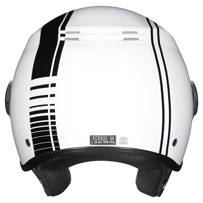 M2R Nimbus PC-6 Lightweight ABS Helmet - Stripe White Black