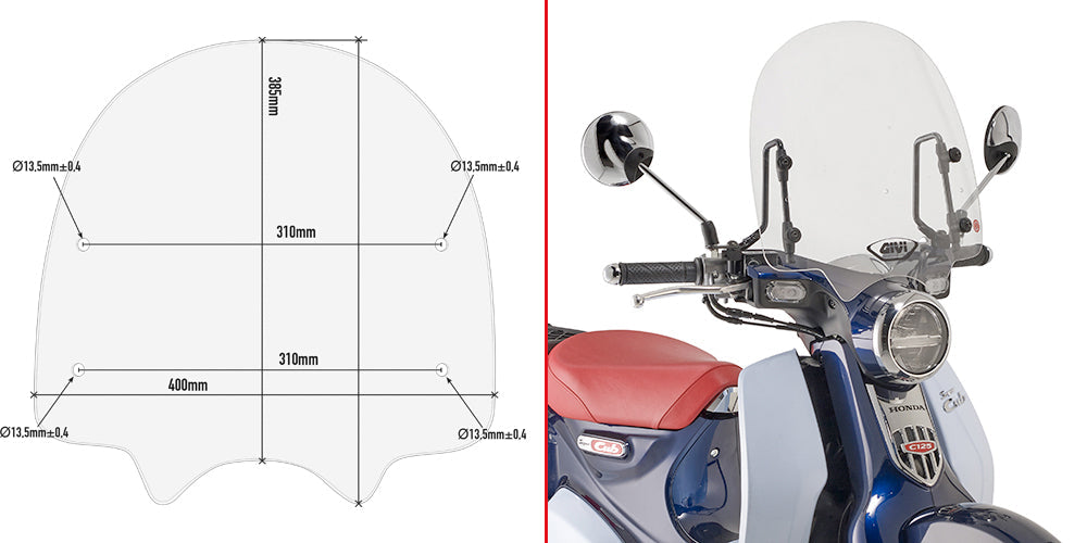 Givi 1168A Clear Windshield for Honda Super Cub C125 18-24