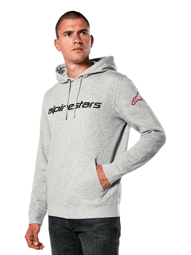 Alpinestars Linear Wordmark V3 Hoodie - Grey Heather/Red/Black
