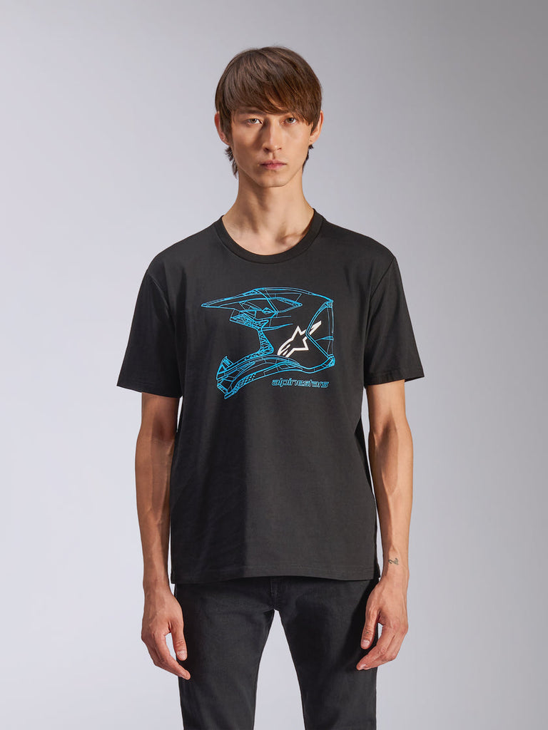 Alpinestars MX Helmet CSF Tee - Black/Blue - View 2 | Everest Motorcycles