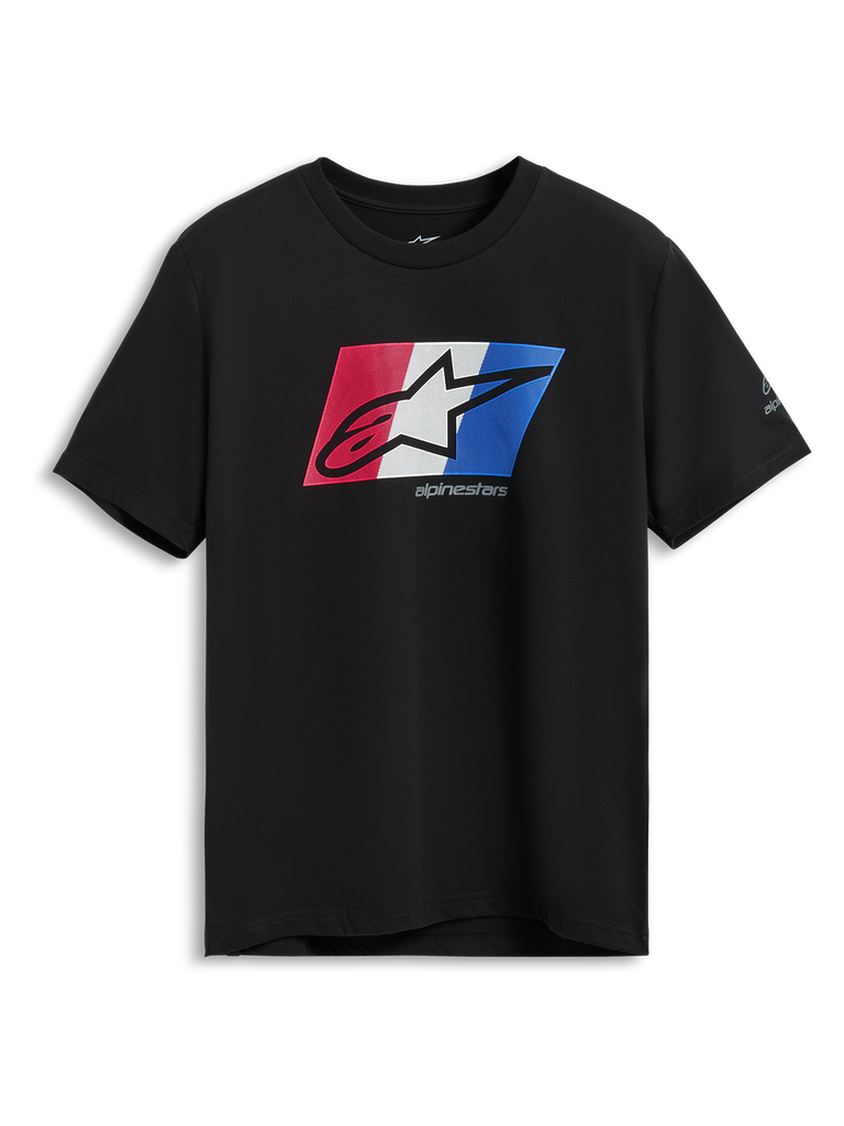 Alpinestars Global CSF Short Sleeve Tee - Black/Red/White/Blue - View 1 | Everest Motorcycles