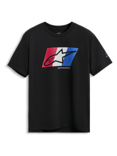 Load image into Gallery viewer, Alpinestars Global CSF Short Sleeve Tee - Black/Red/White/Blue - View 1 | Everest Motorcycles
