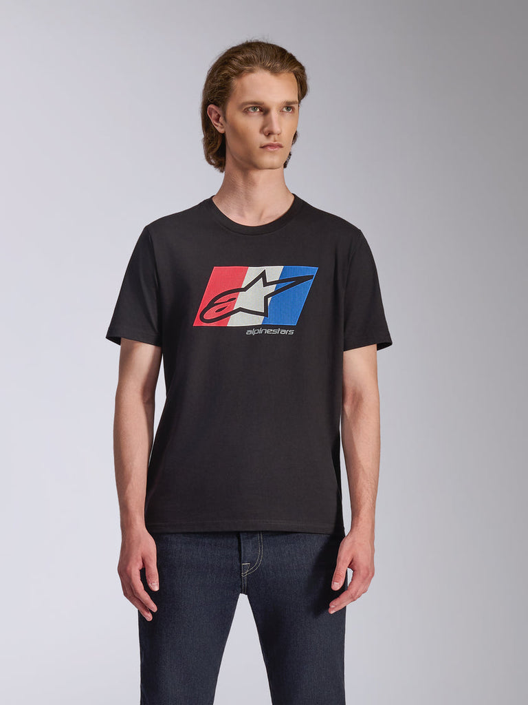 Alpinestars Global CSF Short Sleeve Tee - Black/Red/White/Blue - View 3 | Everest Motorcycles