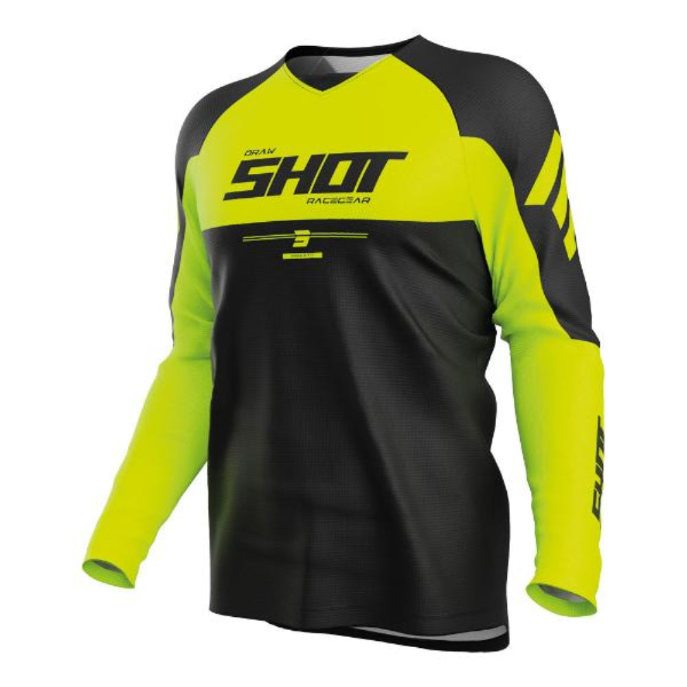 Shot Draw Private Lycra Collar Panel Jersey - Neon Yellow