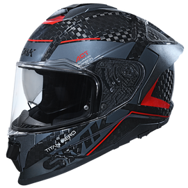 SMK Titan Carbon Nero (GL263) Helmet - Black Grey Red
