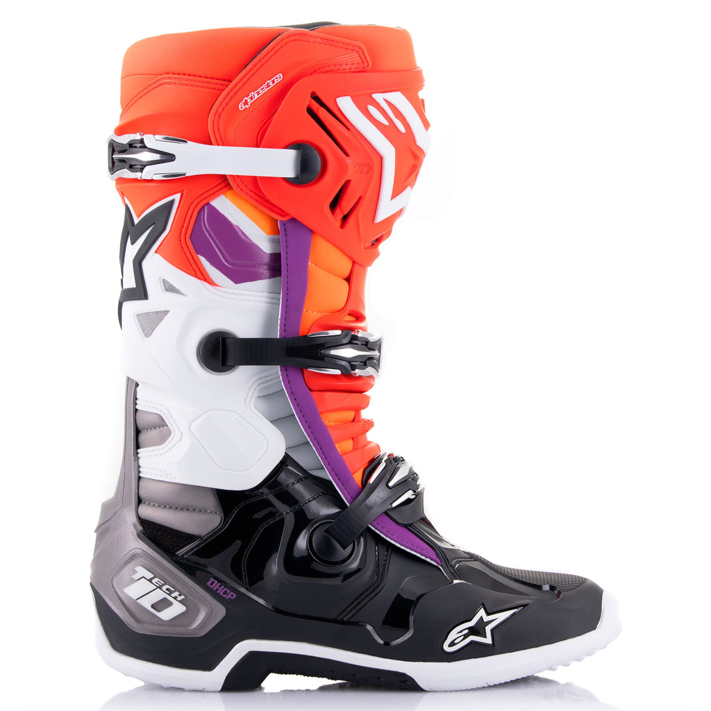 Alpinestars Tech 10 Boots - Black Red Fluro Orange Fluro White