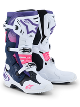 Load image into Gallery viewer, Alpinestars Tech 10 (MY20) Boots - White/Violet/Navy Blue/Fluropink - View 1 | Everest Motorcycles