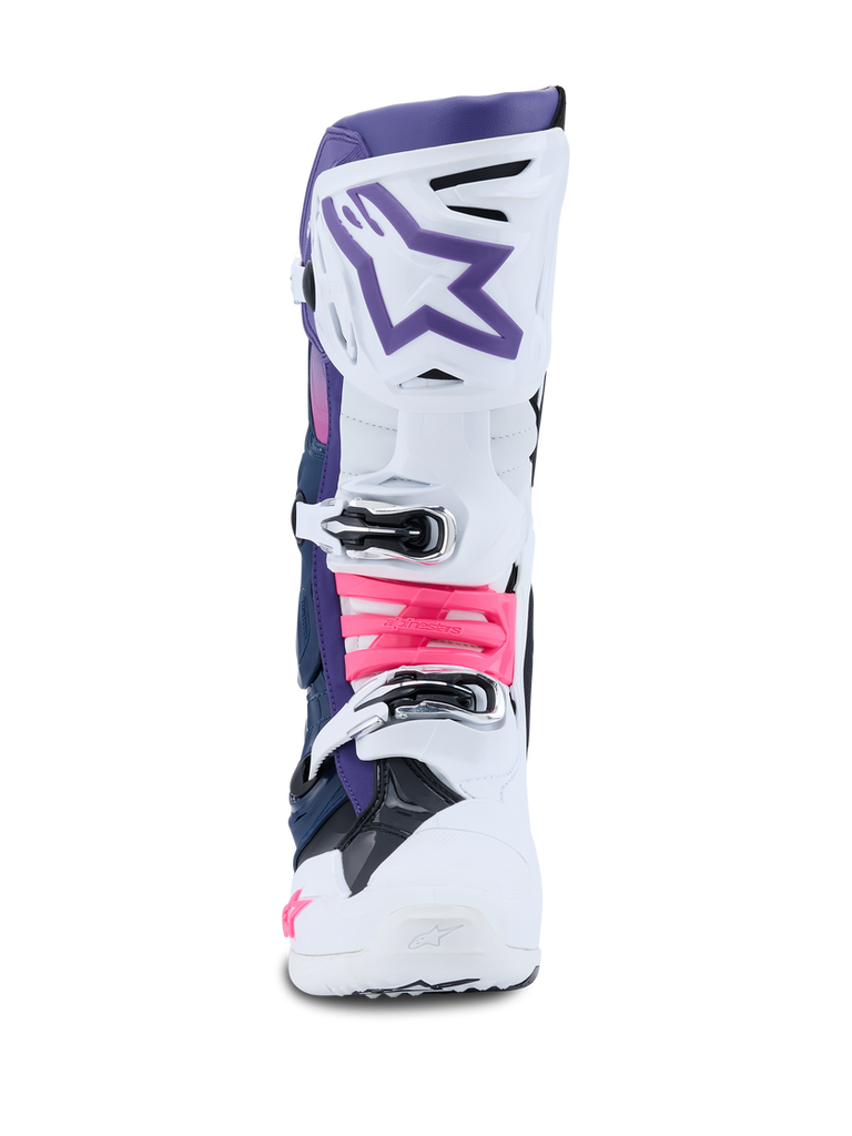 Alpinestars Tech 10 (MY20) Boots - White/Violet/Navy Blue/Fluropink - View 3 | Everest Motorcycles