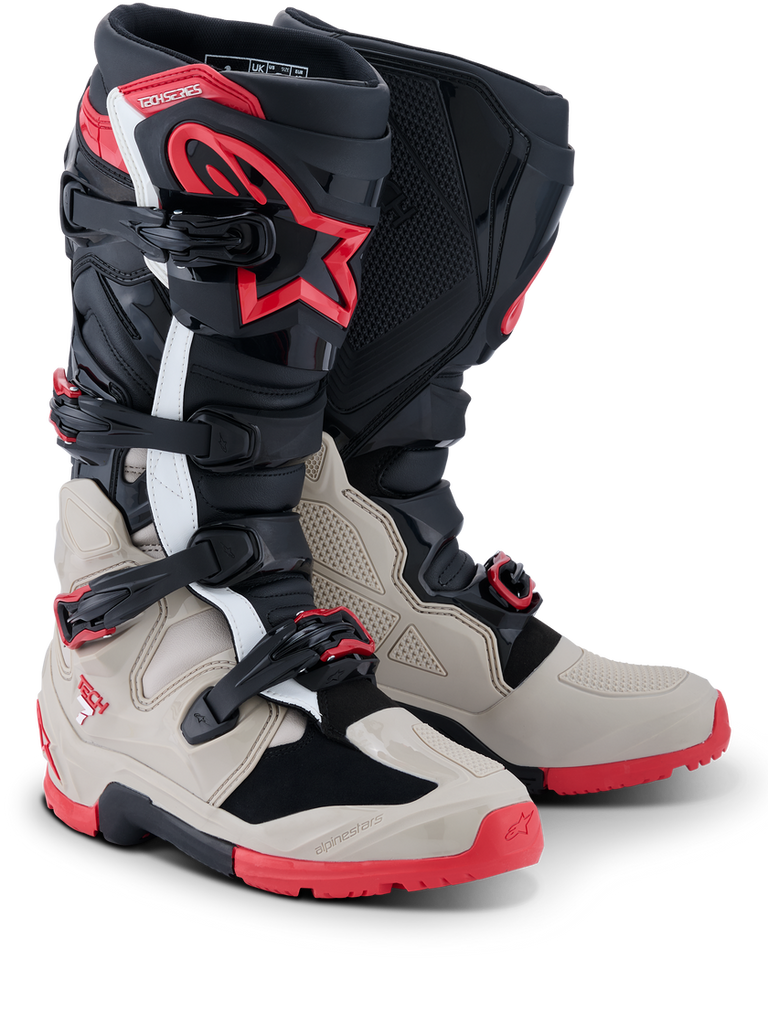 Alpinestars Tech 7 (MY26) Enduro Boots - Black/Light-Gray/Bright-Red - View 1 | Everest Motorcycles
