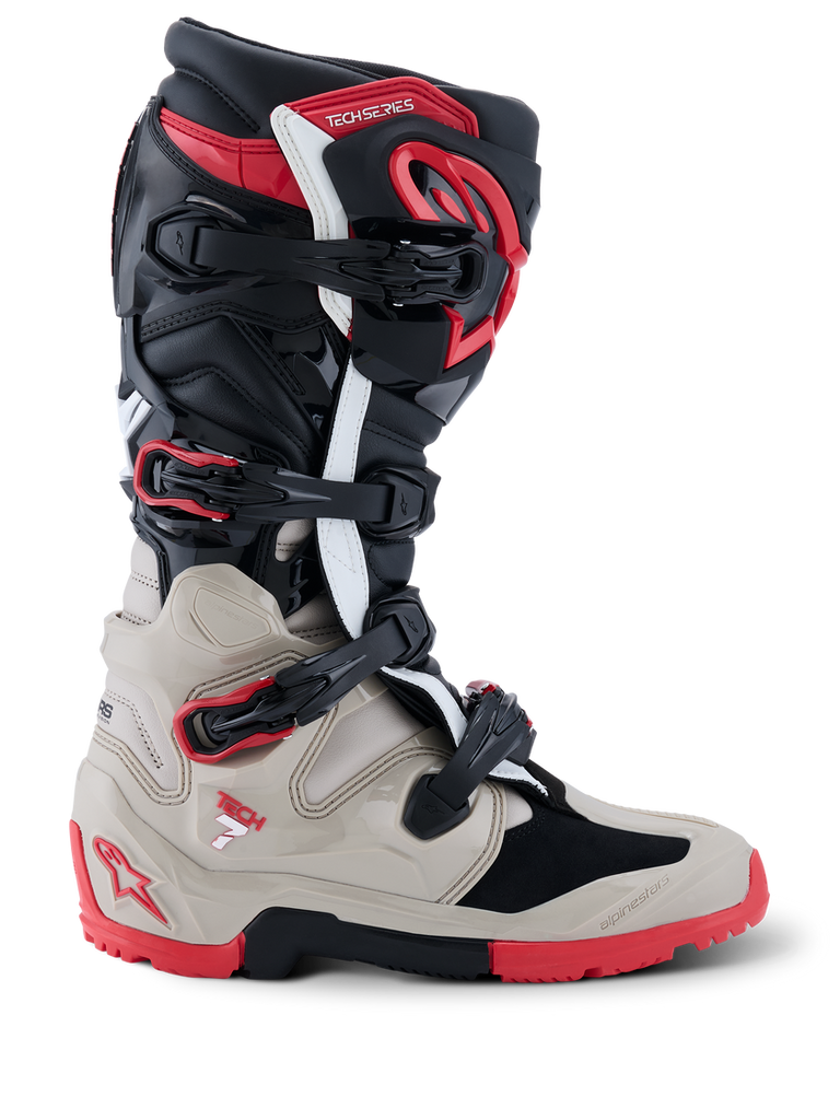 Alpinestars Tech 7 (MY26) Enduro Boots - Black/Light-Gray/Bright-Red - View 2 | Everest Motorcycles