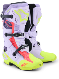 Alpinestars Tech 10 (MY20) Supervented Boots - Purple/Fluro Yellow/Diva-Pink - View 1 | Everest Motorcycles