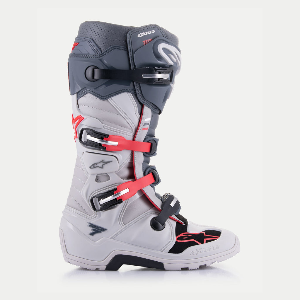 Alpinestars Tech 7 Enduro Boots - Light Gray/Dark Gray/Bright Red