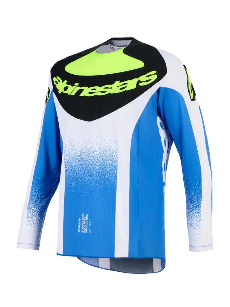 Alpinestars 2026 Techstar Knif Jersey - Ucla Blue/Black/Yellow Fluro - View 1 | Everest Motorcycles