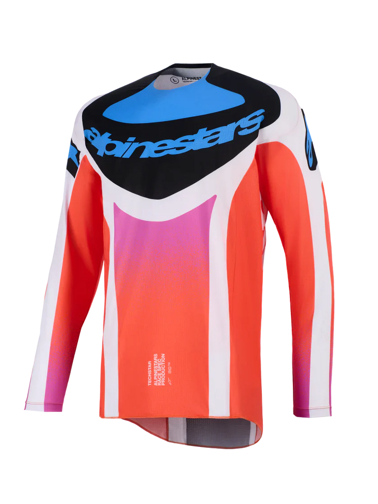 Alpinestars 2026 Techstar Knif Jersey - Light Gray/Orange/Fluro Black - View 1 | Everest Motorcycles