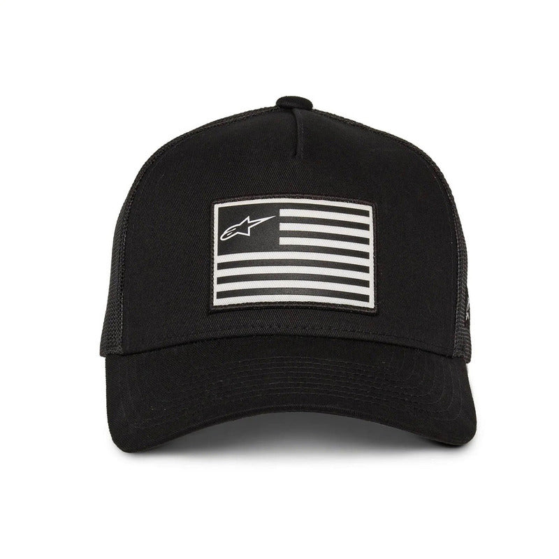 Alpinestars Flag Flat Trucker Hat - Black/Black - View 1 | Everest Motorcycles