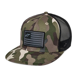 Alpinestars Flag Flat Trucker Hat - Green/Camo/Black | Everest Motorcycles