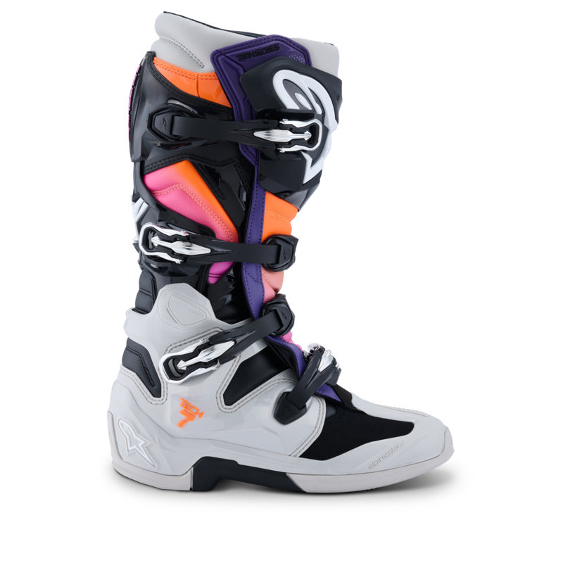Alpinestars Tech 7 (MY25) Boots - Black Light-Gray Fluro-Orange Magenta - View 4 | Everest Motorcycles