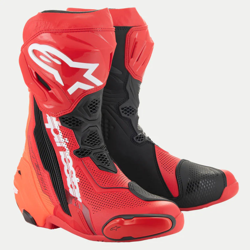 Alpinestars Supertech R V2 Vented Boots - Red Fluro Red - MotoHeaven