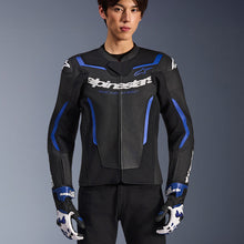 Load image into Gallery viewer, Alpinestars GP Force V2 Airflow Leather Jacket - Black / Metallic Blue
