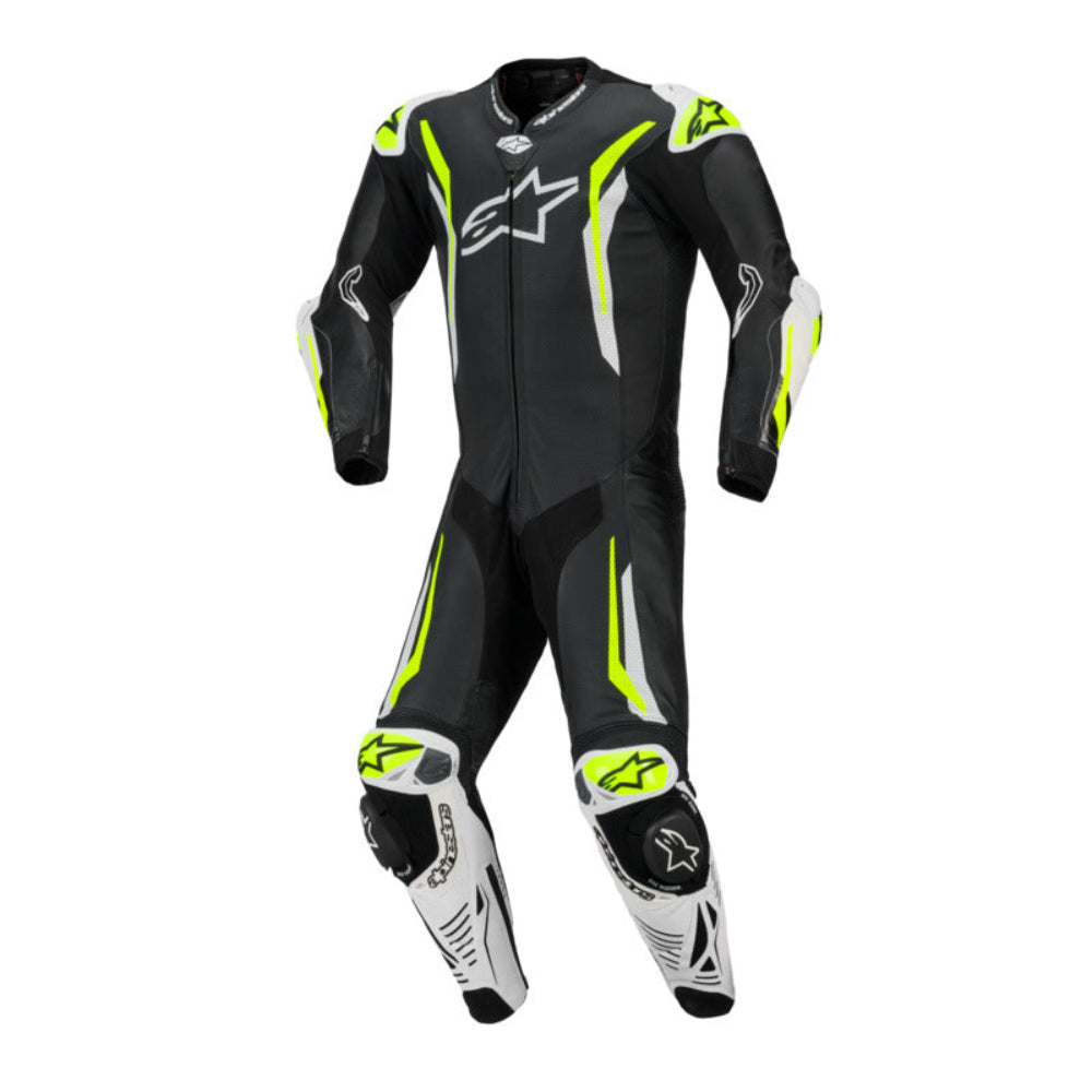 Alpinestars GP Tech V5 One-Piece Leather Suit - Black / White / Yellow Fluro