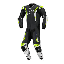 Alpinestars GP Tech V5 One-Piece Leather Suit - Black / White / Yellow Fluro