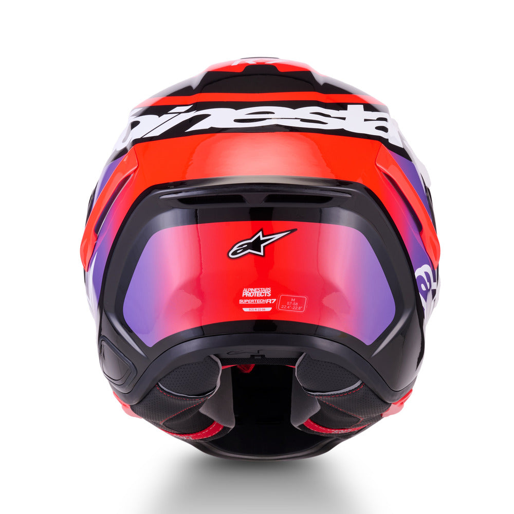 Alpinestars S-R7 Lumen ECE06/DOT Full Face Helmet - Black/Purple/Fluro Red/White Gloss