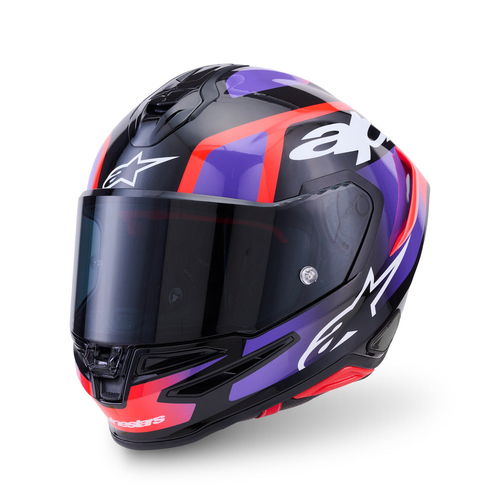 Alpinestars S-R7 Lumen ECE06/DOT Full Face Helmet - Black/Purple/Fluro Red/White Gloss