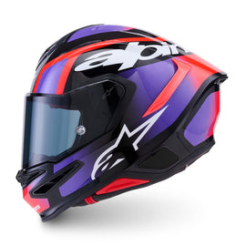 Alpinestars S-R7 Lumen ECE06/DOT Full Face Helmet - Black/Purple/Fluro Red/White Gloss