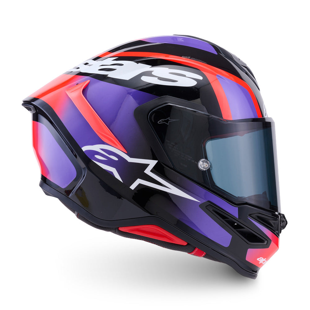 Alpinestars S-R7 Lumen ECE06/DOT Full Face Helmet - Black/Purple/Fluro Red/White Gloss