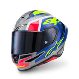 Alpinestars S-R7 Lumen ECE06/DOT Full Face Helmet - Silver/Black/Pink Fluro/Yellow Gloss