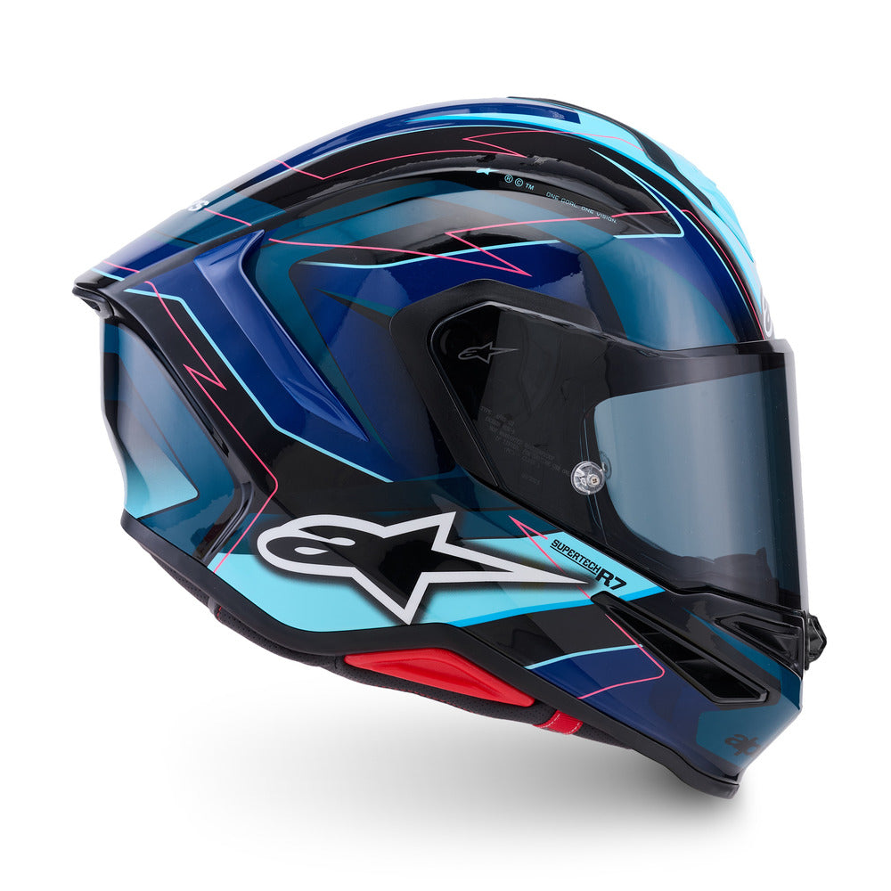 Alpinestars S-R7 Kinetis ECE06/DOT Full Face Helmet - Black/Blue Fluro/Pink/White Gloss