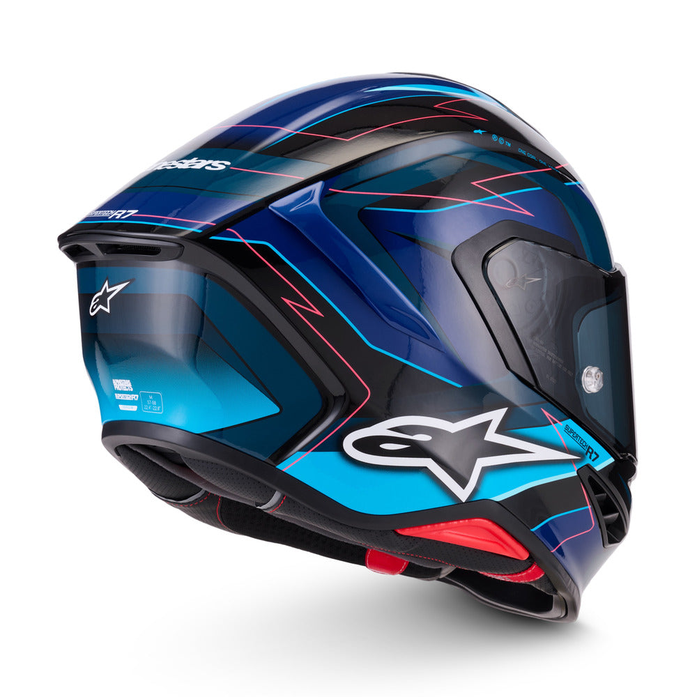 Alpinestars S-R7 Kinetis ECE06/DOT Full Face Helmet - Black/Blue Fluro/Pink/White Gloss