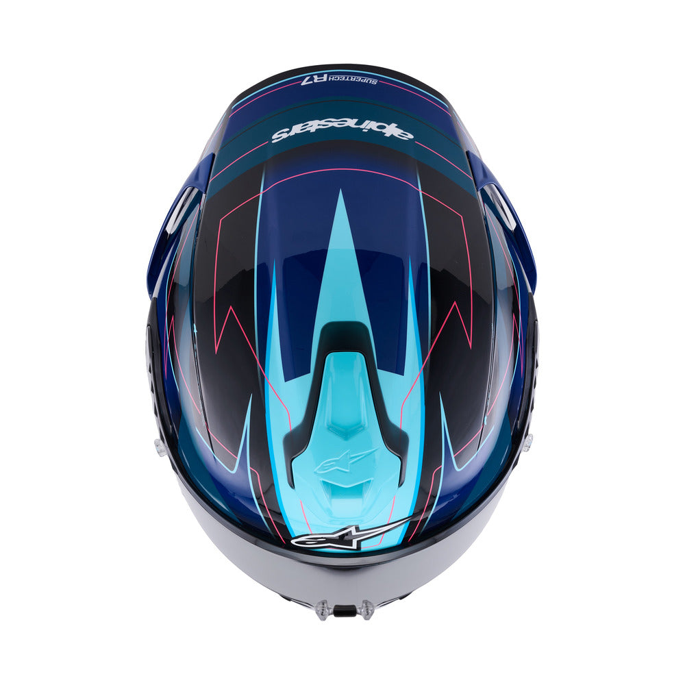 Alpinestars S-R7 Kinetis ECE06/DOT Full Face Helmet - Black/Blue Fluro/Pink/White Gloss