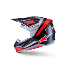 Load image into Gallery viewer, Alpinestars SM7 Rise ECE06 Helmet - Black/Silver/Fluro-Red/Glossy | Everest Motorcycles