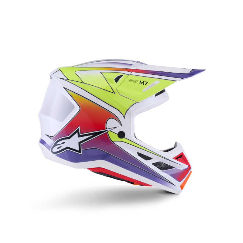 Alpinestars SM7 Fuse ECE06 Helmet - White/Fluro-Yellow/Purple/Glossy - View 5 | Everest Motorcycles