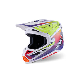 Alpinestars SM7 Fuse ECE06 Helmet - White/Fluro-Yellow/Purple/Glossy - View 1 | Everest Motorcycles