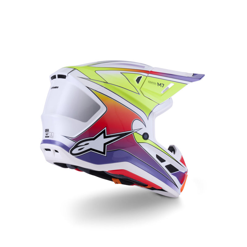 Alpinestars SM7 Fuse ECE06 Helmet - White/Fluro-Yellow/Purple/Glossy - View 2 | Everest Motorcycles