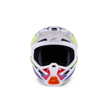 Load image into Gallery viewer, Alpinestars SM7 Fuse ECE06 Helmet - White/Fluro-Yellow/Purple/Glossy - View 3 | Everest Motorcycles