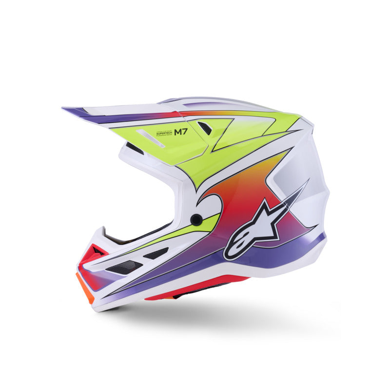 Alpinestars SM7 Fuse ECE06 Helmet - White/Fluro-Yellow/Purple/Glossy - View 4 | Everest Motorcycles