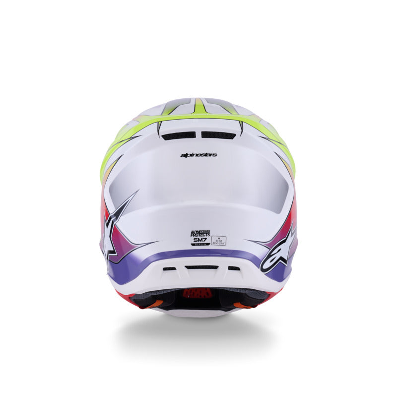 Alpinestars SM7 Fuse ECE06 Helmet - White/Fluro-Yellow/Purple/Glossy - View 6 | Everest Motorcycles