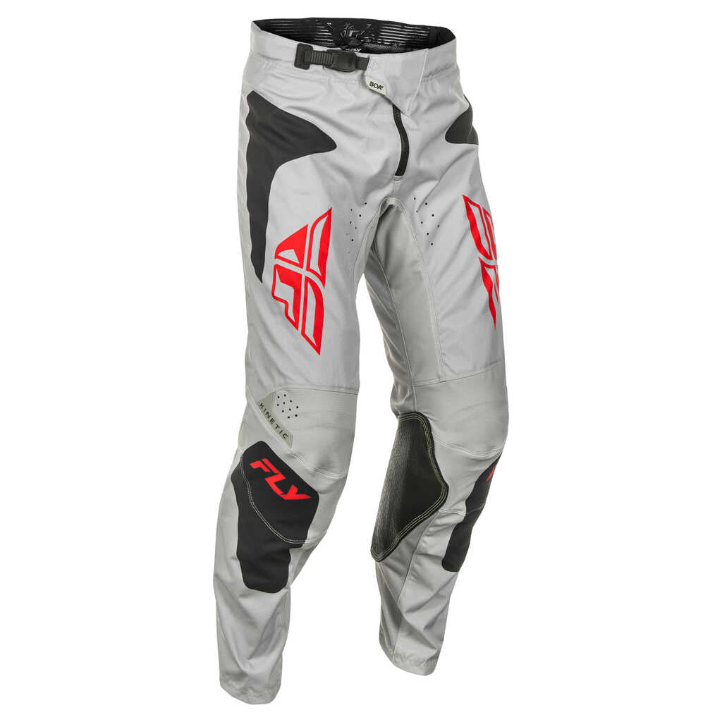 Fly Racing 2025 Kinetic MX Sym Pants -  Light Grey/ Red/ Black