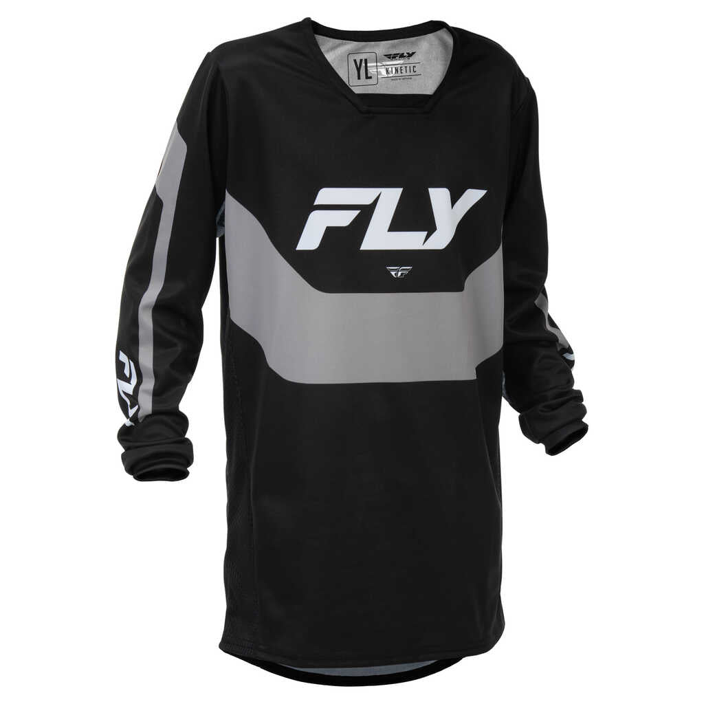 Fly Racing 2026 Youth Kinetic MX Jersey - Black/Grey